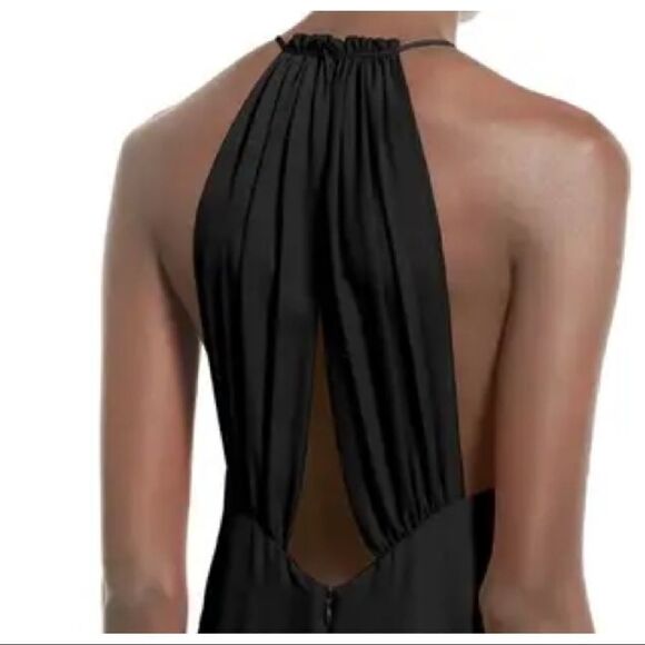 Everly Black Highneck Keyhole Draped Keyhole BackKnit Maxi Dress Sz M - Picture 3 of 3